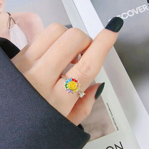 Rainbow Sunflower Smiley Fidget Spinner Ring - Perimade & Co.