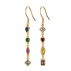 Rainbow Gemstone Dangle Statement Earrings