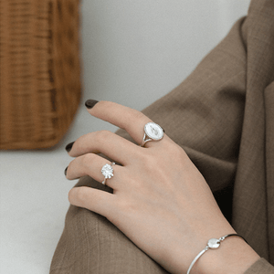 Rose Flower Mother Of Pearl Signet Ring - Perimade & Co.