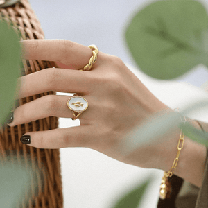 Rose Flower Mother Of Pearl Signet Ring - Perimade & Co.