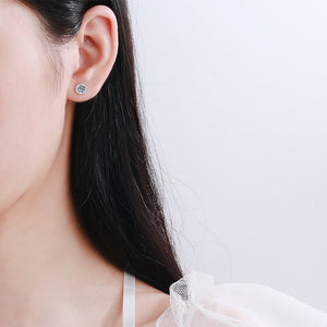 Round Moissanite Bezel Wedding Stud Earrings - Perimade & Co.