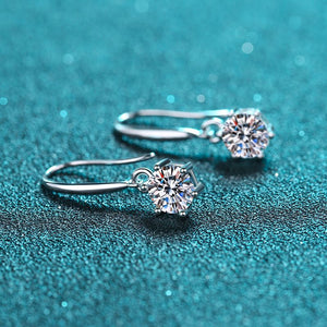 Round Moissanite Dangle Drop Hook Earrings - Perimade & Co.