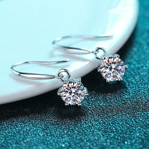 Round Moissanite Dangle Drop Hook Earrings - Perimade & Co.
