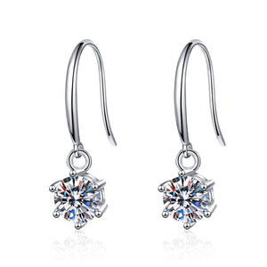Round Moissanite Dangle Drop Hook Earrings - Perimade & Co.