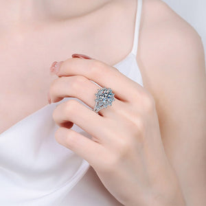 Round Moissanite Halo Pave Engagement Ring - Perimade & Co.
