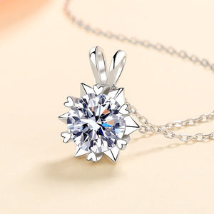 Round Moissanite Snowflake Pendant Necklace - Perimade & Co.