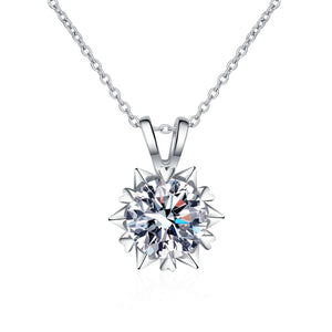 Round Moissanite Snowflake Pendant Necklace - Perimade & Co.