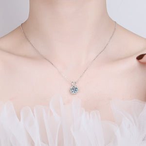 Round Moissanite Snowflake Pendant Necklace - Perimade & Co.