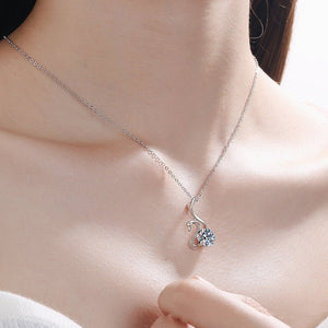 Round Moissanite Swan Bird Charm Necklace - Perimade & Co.