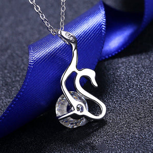 Round Moissanite Swan Bird Charm Necklace - Perimade & Co.