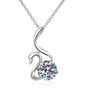 Round Moissanite Swan Bird Charm Necklace - Perimade & Co.
