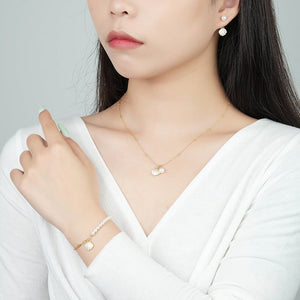 Seashell Pearl Charm Half Chain Bracelet - Perimade & Co.