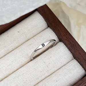 Silver Initial Letter Stacking Band Ring - Perimade & Co.