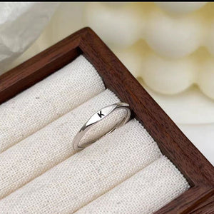Silver Initial Letter Stacking Band Ring - Perimade & Co.