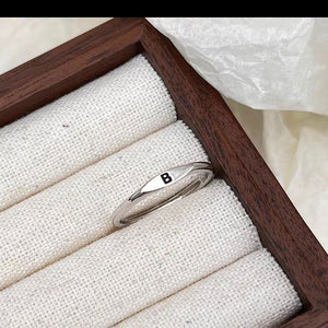 Silver Initial Letter Stacking Band Ring - Perimade & Co.