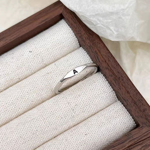 Silver Initial Letter Stacking Band Ring - Perimade & Co.