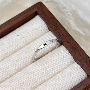 Silver Initial Letter Stacking Band Ring - Perimade & Co.