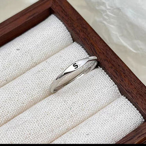 Silver Initial Letter Stacking Band Ring - Perimade & Co.