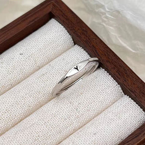 Silver Initial Letter Stacking Band Ring - Perimade & Co.