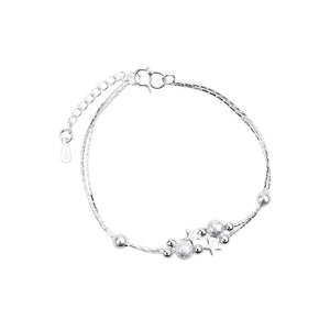 Silver Star Bead Charm Double Chain Anklet - Perimade & Co.