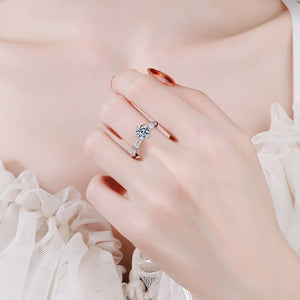 Six - Prong Moissanite Pave Engagement Ring - Perimade & Co.