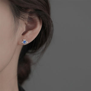 Small Blue Planet Saturn Star Stud Earrings - Perimade & Co.