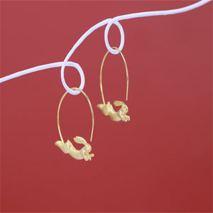 Small Bunny Rabbit Hoop Statement Earrings - Perimade & Co.