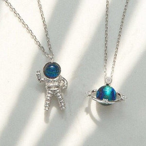 Spaceman Planet Matching Couple Necklace - Perimade & Co.