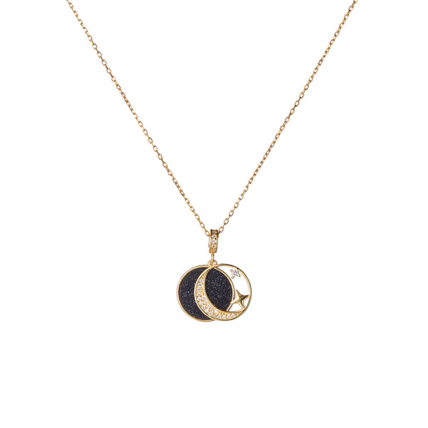 Moon Star Circle Charm Necklace