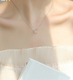 Sugar Cube Square Crystal Charm Necklace - Perimade & Co.