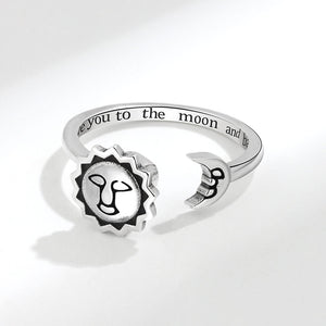 Sun Moon Face Anxiety Fidget Spinner Ring - Perimade & Co.