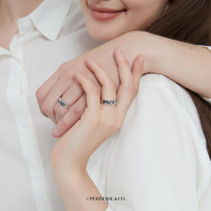 Sun Moon Mountain Wave Couple Wedding Ring - Perimade & Co.