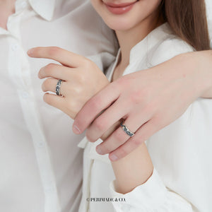 Sun Moon Mountain Wave Couple Wedding Ring - Perimade & Co.