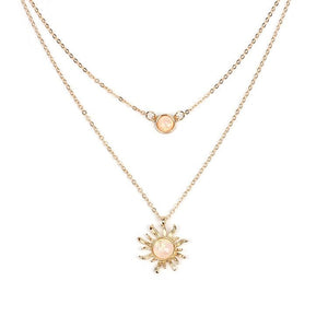 Sun Moon Opal Double Layering Necklace - Perimade & Co.
