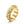Gold celestial spinner ring with engraved sun, moon, and star details on a textured band