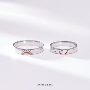Sun Moon Star Matching Couple Band Ring - Perimade & Co.