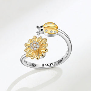 Sunflower Anxiety Fidget Spinner Bypass Ring - Perimade & Co.
