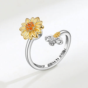 Sunflower Anxiety Fidget Spinner Bypass Ring - Perimade & Co.