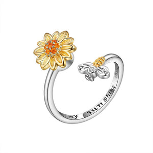 Sunflower Anxiety Fidget Spinner Bypass Ring - Perimade & Co.