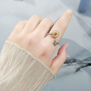 Sunflower Anxiety Fidget Spinner Bypass Ring - Perimade & Co.
