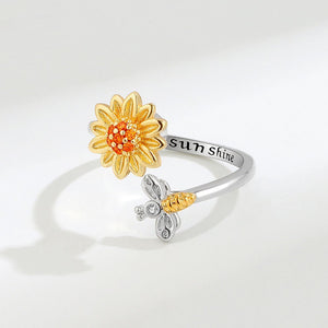 Sunflower Anxiety Fidget Spinner Bypass Ring - Perimade & Co.
