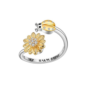 Sunflower Anxiety Fidget Spinner Bypass Ring - Perimade & Co.