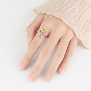Sunflower Bee Anxiety Fidget Spinner Ring - Perimade & Co.