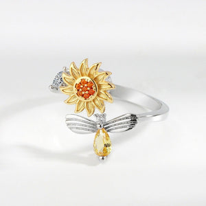 Sunflower Bee Anxiety Fidget Spinner Ring - Perimade & Co.