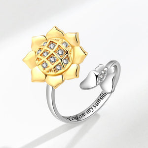 Sunflower Butterfly Fidget Spinner Bypass Ring - Perimade & Co.