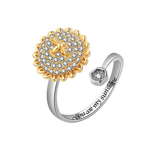 Sunflower Fidget Spinner Bypass Cocktail Ring - Perimade & Co.