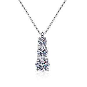 Three - Stone Moissanite Pendant Necklace - Perimade & Co.