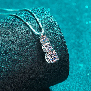 Three - Stone Moissanite Pendant Necklace - Perimade & Co.