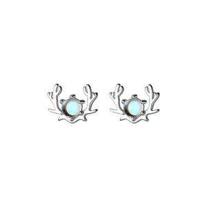 Tiny Moonstone Deer Antler Stud Earrings - Perimade & Co.