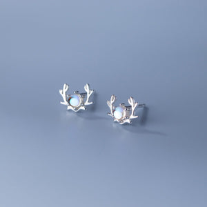 Tiny Moonstone Deer Antler Stud Earrings - Perimade & Co.